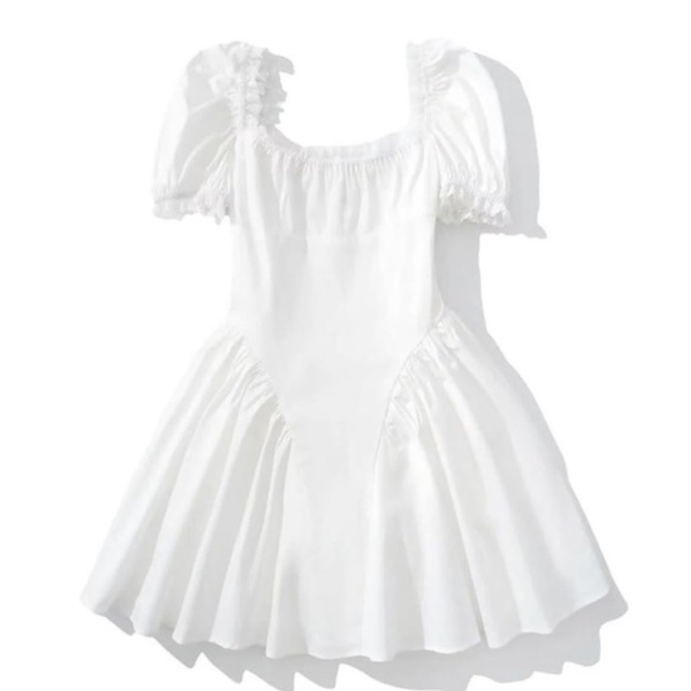 New House Of Cb Lili B Puff Sleeve White Minidress Size XS - Picture 2 of 5
